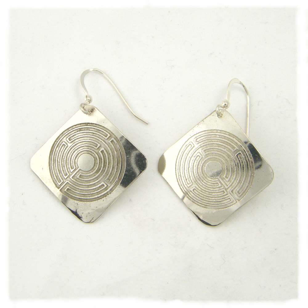 Silver labyrinth earrings